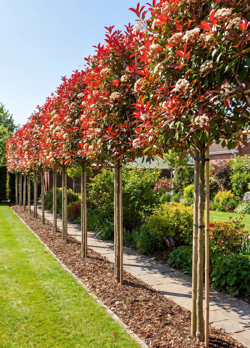 Photinia 'Red Robin' en tige palissé